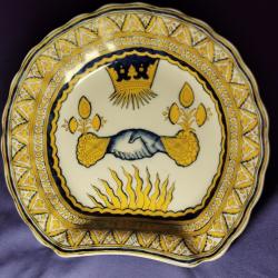 ancien Plat à barbe maçonnique XIX faience