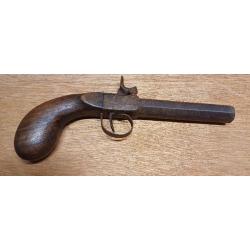 Ancien pistolet à coffre à percussion à poudre noire - 1860