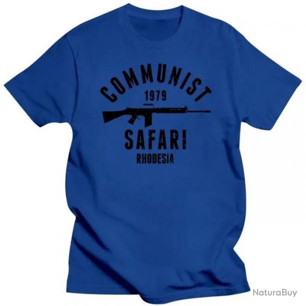 T-shirt "Communist Safari Rhodesia" - Bleu