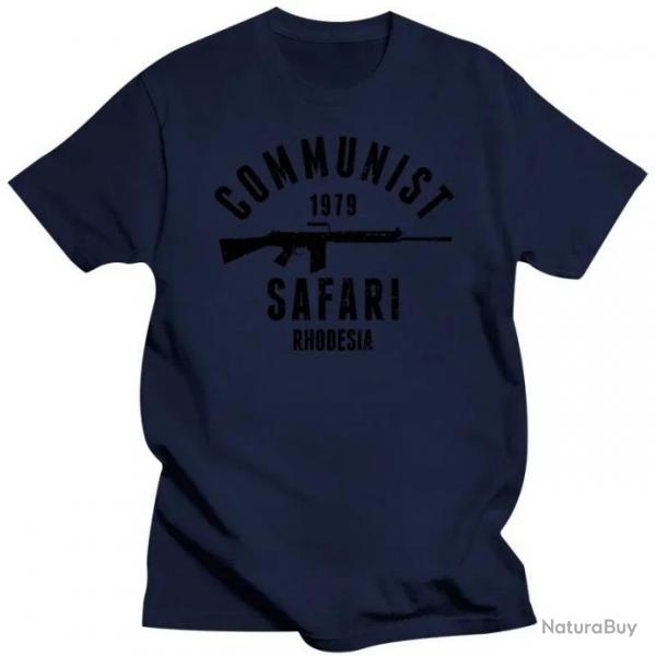 T-shirt "Communist Safari Rhodesia" - Bleu Marine