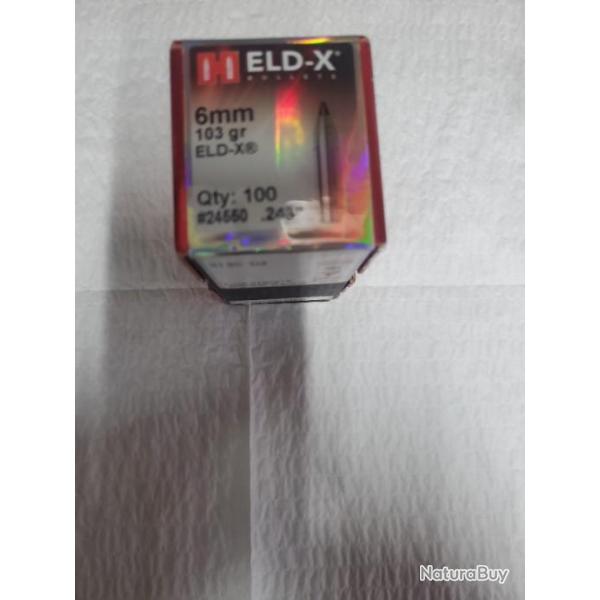 Ogives Hornady EDLX 6MM(.243) 103 GR