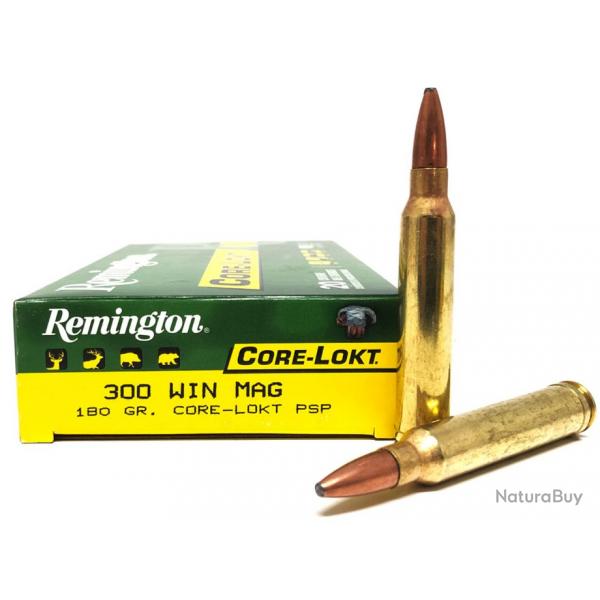 MUNITION REMINGTON 300 WIN MAG CORE-LOKT PSP 180GR VENDU A L'UNITE