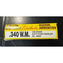 340 Weatherby Magnum 1 boite de 20 balles 250 gr