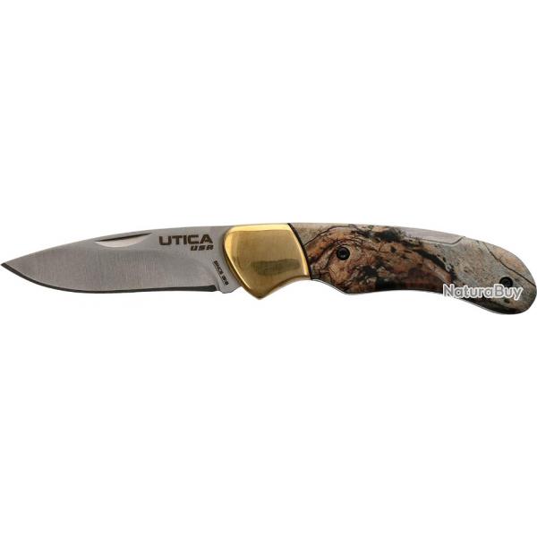 Couteau Utica Original II Lame Acier 8Cr13MoV Manche Alu Camo Lockback tui Nylon UTK911416CP