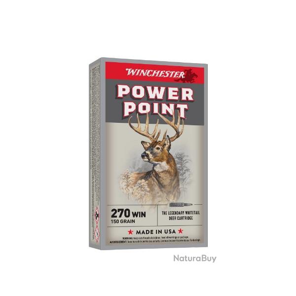 Munitions WINCHESTER super x power point cal.270win 150gr 9.7g par 20