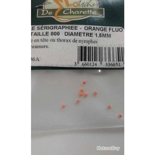 30 Billes orange fluo pour nymphes