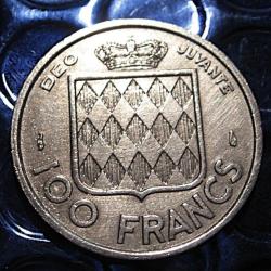 monaco piece de 100 francs 1956 Rainier III prince de monaco  ttb