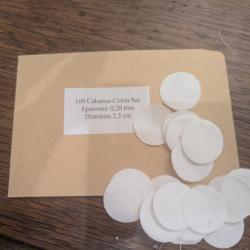 100 Calepins en coton - calibres .40 à .44 - diamètre 2,5 cm - épaisseur 0,20 mm