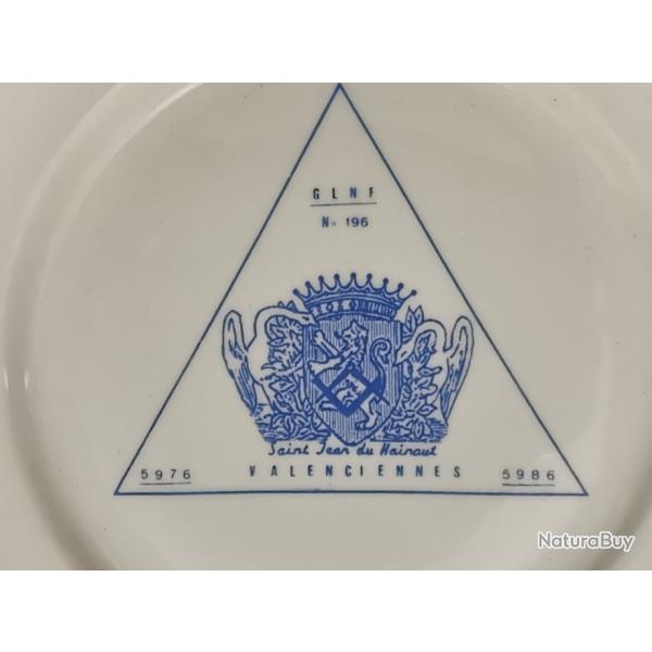 Assiette Franc-Maonnique "Grande Loge de France" Valenciennes 5976 srie limite numrote 196