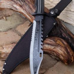 Couteau de Survie Tactical Rite Edge Raptor Hunter Lame Acier 3Cr13 Sawback Manche ABS Etui Nylon01