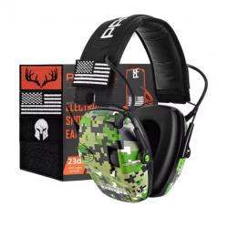 Casque de tir pro hear Casque anti-bruit électronique ball-trap ZOHAN PROHEAR 23 db. Vert camo