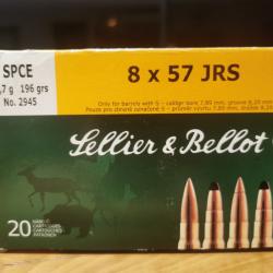 BOITE DE 15 MUNITIONS SELLIER ET BELLOT  CAL 8X57JRS  OGIVE SPCE 12,7g / 196GR