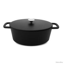 Cocotte en fonte d'aluminium noire ronde avec couvercle 20 cm
