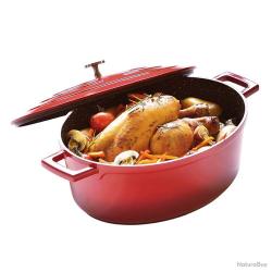 Cocotte en fonte ovale rouge Cuissons homogènes goût authentique