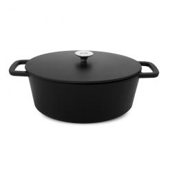 Cocotte en fonte d'aluminium noire ovale avec couvercle 29 cm