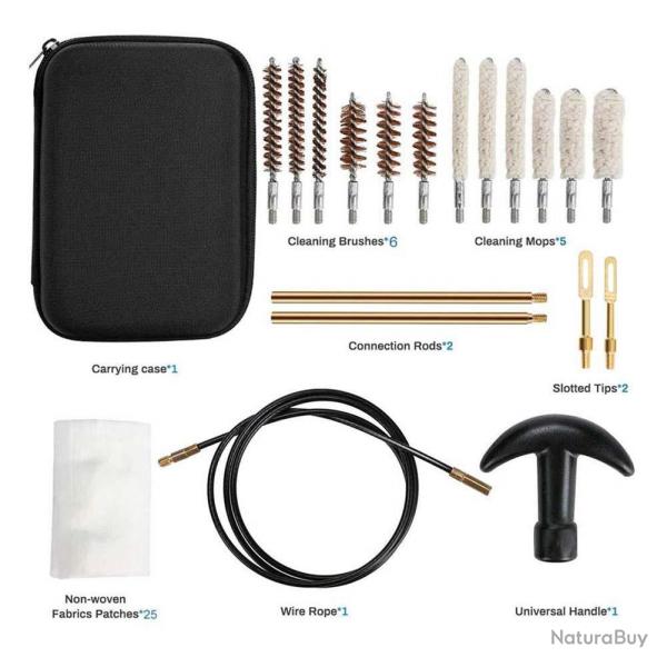 MALETTE DE NETTOYAGE 20 PCS POUR ARMES DE POINGS - LIVRAISON GRATUITE
