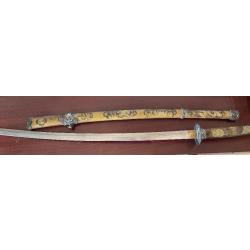 Katana original KOJI SUKEDA  ( +-1900 ) fourreau entièrement décoré laiton/ argent