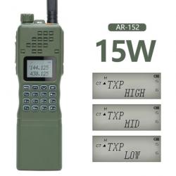 Baofeng AR-152 15W Talkie-Walkie Tactique VHF UHF | Radio Militaire | 12000mAh | Chasse - PROMO