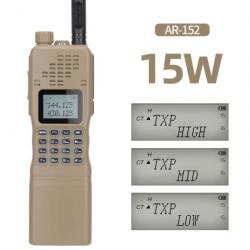 Baofeng AR-152 15W Talkie-Walkie Tactique VHF UHF Beige | Radio Militaire | 12000mAh | Chasse