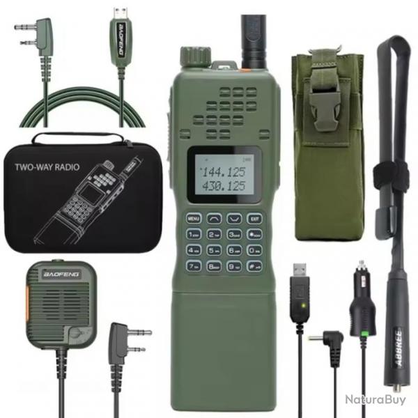 Pack Baofeng AR-152 15W Talkie-Walkie Tactique VHF UHF Vert | Radio Militaire | 12000mAh | Chasse