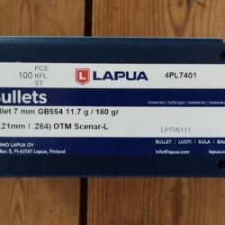 Ogives 7mm LAPUA 180gr scenar l - boite 100