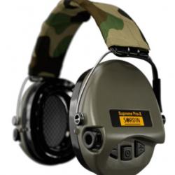 Casque anti-bruit Suprême Pro-X LED vert olive serre-tête tissu camo