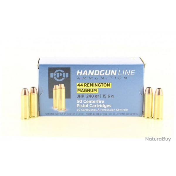 PPU Cartouches Calibre 44 REMINGTON MAGNUM JHP 240grs - Boite de 50 units