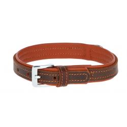 Collier en cuir doublé marron chien 32 - 38 cm x 20mm