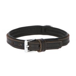 Collier en cuir doublé noir chien 32 - 38 cm x 20mm