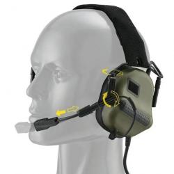 Casque Électronique F10 + Adaptateur PTT  Protection Auditive et Communication pour la Tir Vert