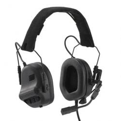 Casque Électronique F10 + Adaptateur PTT  Protection Auditive et Communication pour la Tir Gris