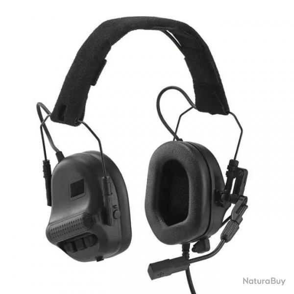 Casque lectronique F10 + Adaptateur PTT  Protection Auditive et Communication pour la Tir Gris