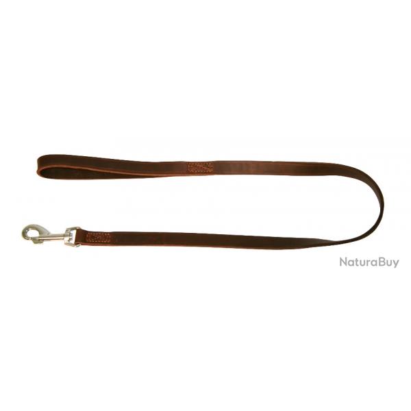 Laisse longue pour chien en cuir marron 100cm x20mm