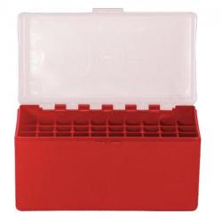 BOITE DE RANGEMENT ROUGE COUVERCLE TRANSPARENT 50 MUNITIONS CAL 30-06