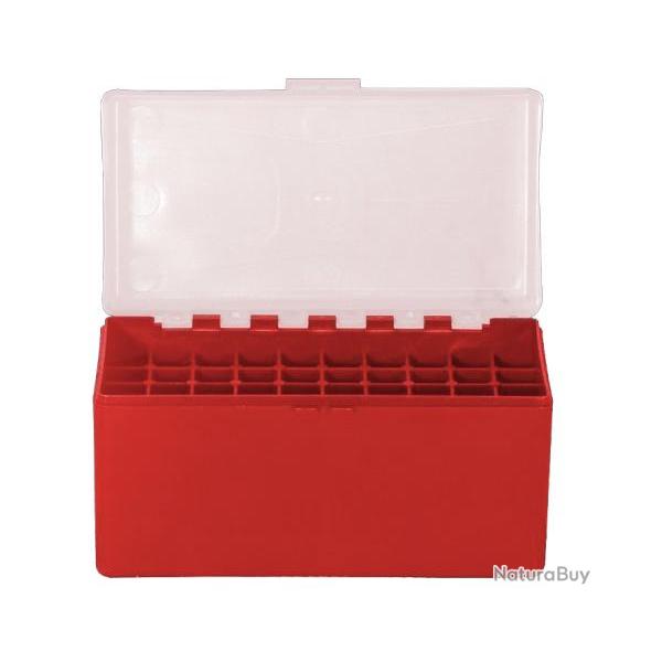 BOITE DE RANGEMENT ROUGE COUVERCLE TRANSPARENT 50 MUNITIONS CAL 30-06