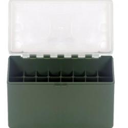BOITE DE RANGEMENT VERTE COUVERCLE TRANSPARENT 32 MUNITIONS CAL 338L