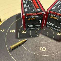 17 HMR varmint HV 17 grain WINCHESTER. lots de deux boites de 50