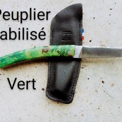 Couteau le Thiers pliant en peuplier stabilisé vert