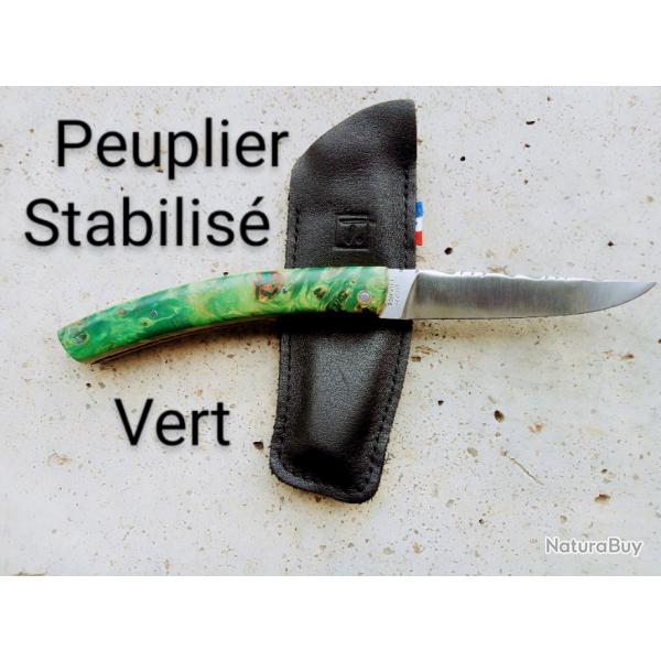 Couteau le Thiers pliant en peuplier stabilis vert