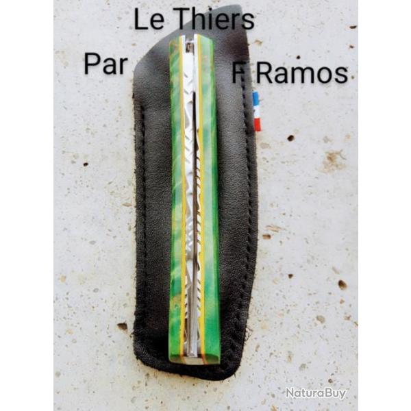 Couteau le Thiers pliant en peuplier stabilis vert