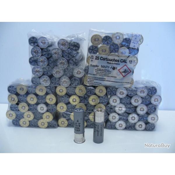 LOT DE CARTOUCHE CALIBRE 12 ACIER  MAGNUM N 4 - 4+5