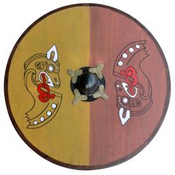 Bouclier viking rond en bois avec motif cheval nordique / reproduction