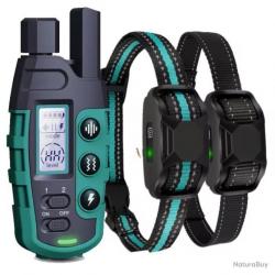 2 COLLIER DE DRESSAGE POUR CHIEN 3 MODES - VERT - MANUEL EN FRANÇAIS - LIVRAISON GRATUITE