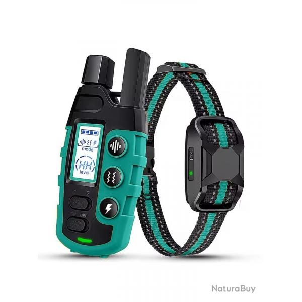 COLLIER DE DRESSAGE POUR CHIEN MULTI MODES - VERT - MANUEL EN FRANAIS - LIVRAISON GRATUITE