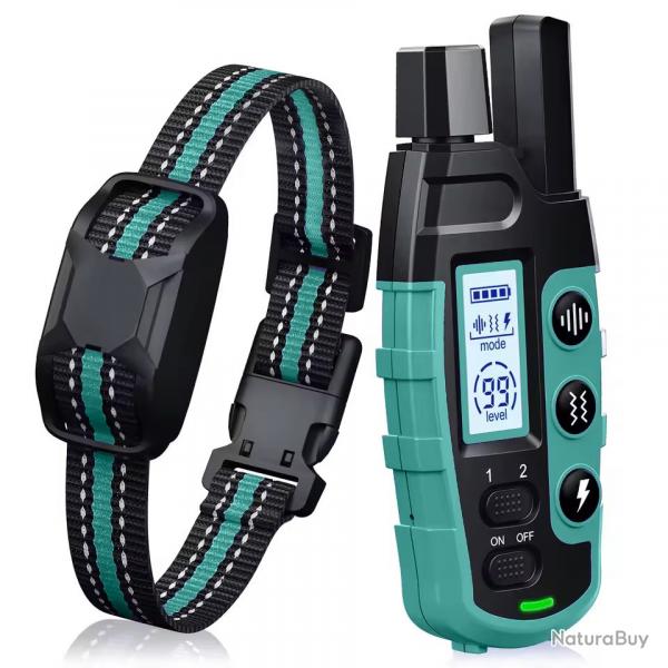 1 COLLIER DE DRESSAGE POUR CHIEN - VERT - MANUEL EN FRANAIS - LIVRAISON GRATUITE