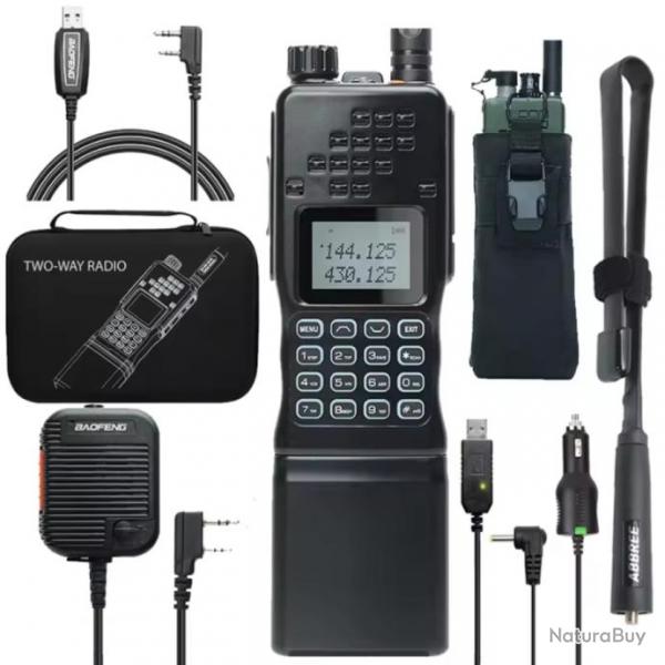 PACK Baofeng AR-152 15W Talkie-Walkie Tactique VHF UHF Noir | Radio Militaire | 12000mAh | Chasse