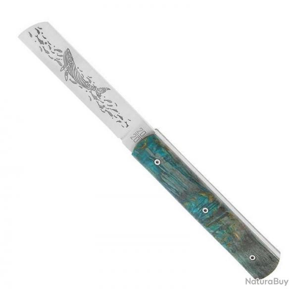 Couteau le 20/20 dcor baleine (bouleau stabilis bleu) [Le Fidle]