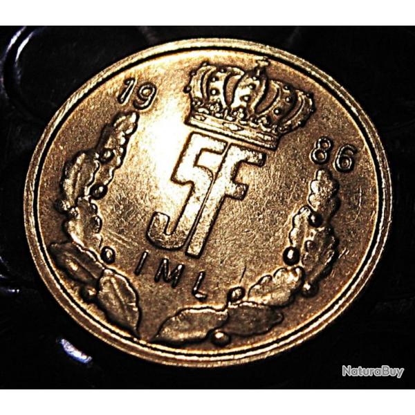Luxembourg piece de 5 francs TTB+1986  (Jean Grand Duc)