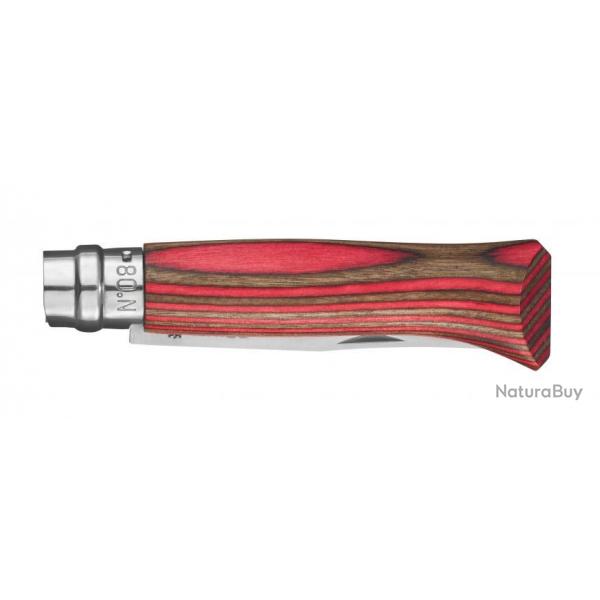 COUTEAU OPINEL TRADITION N08 BOULEAU LAMELLE ROUGE