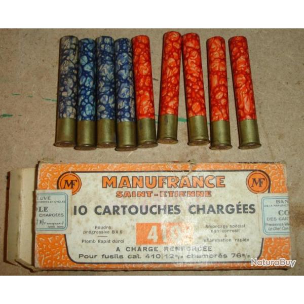 Boite de cartouches anciennes de chez Manufrance en cal 410 12mm chambres 76